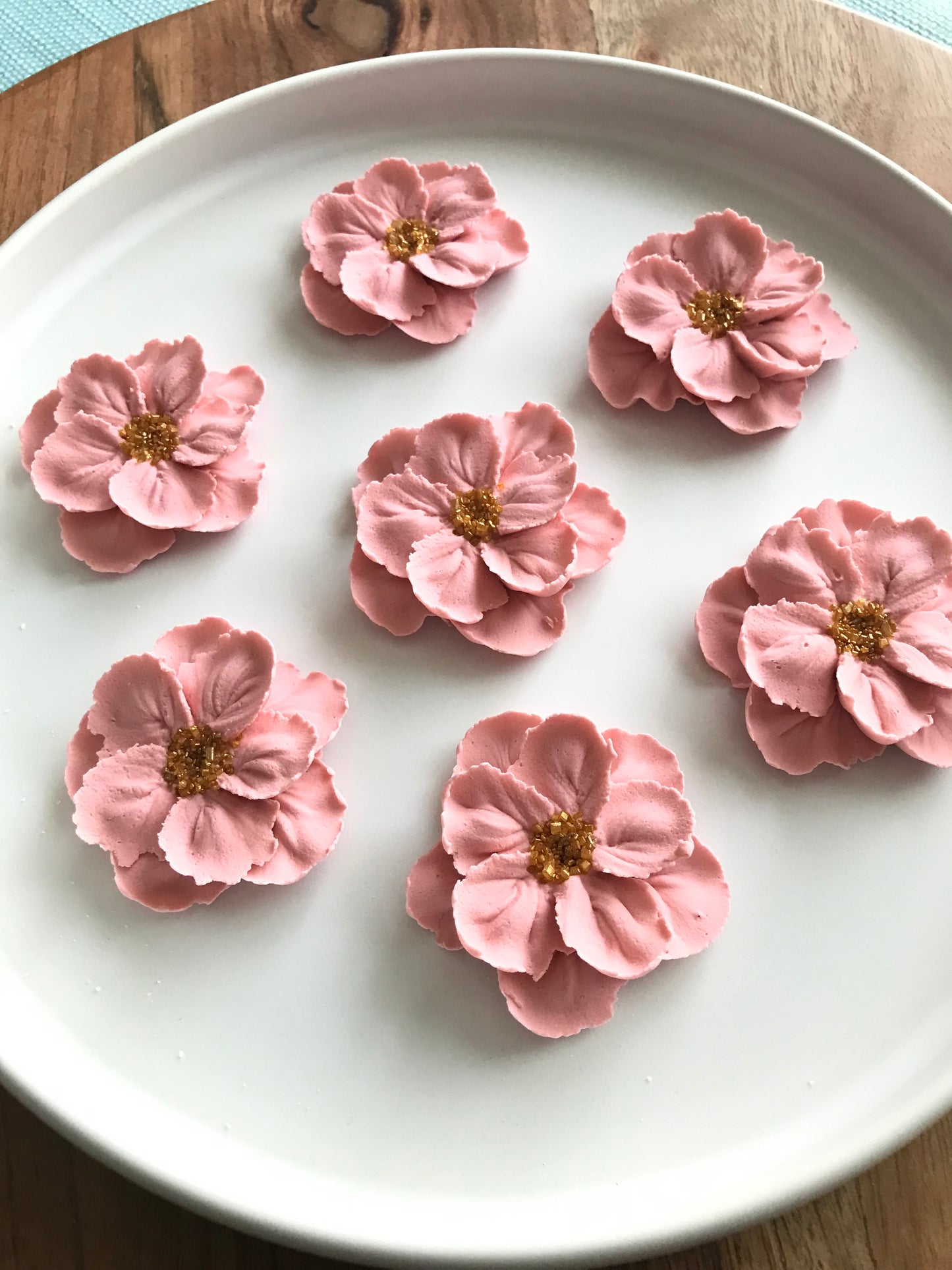 Royal Icing Double Flowers with Crystal centers