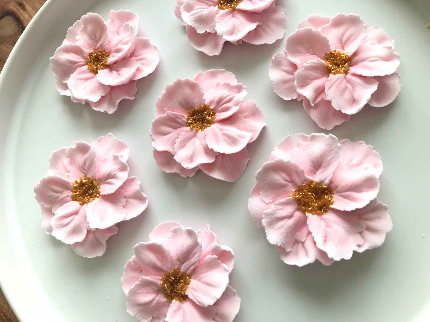 Royal Icing Double Flowers with Crystal centers