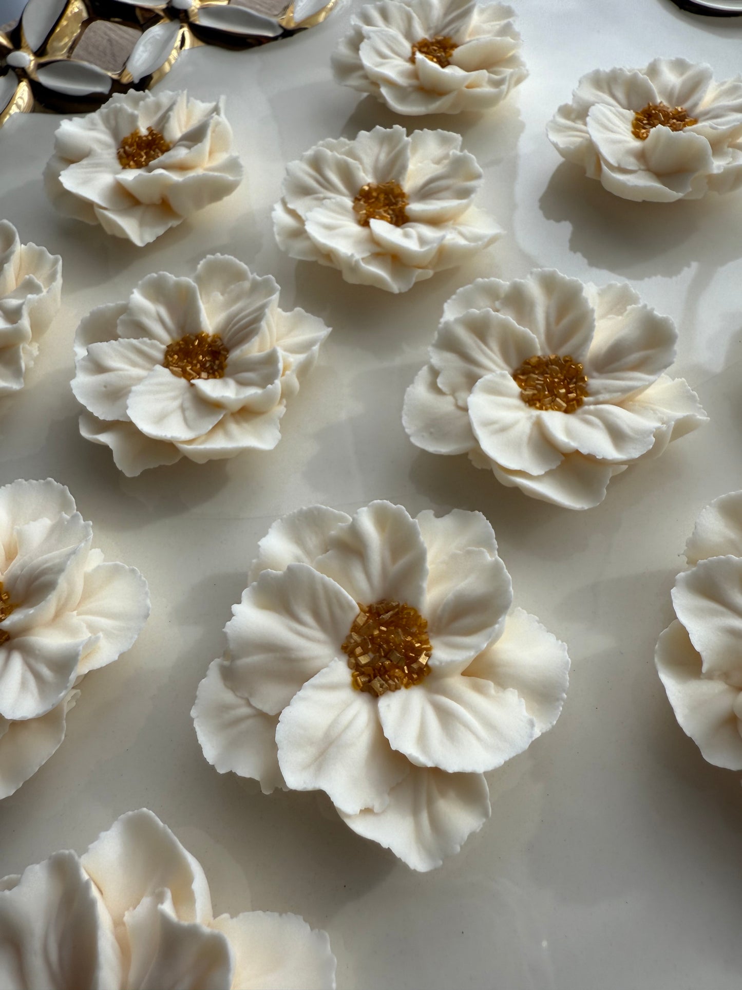 Royal Icing Double Flowers with Crystal centers
