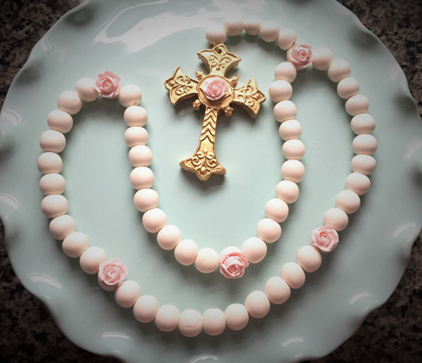 Fondant Rosary Cake Topper Decoration