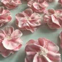 Royal Icing Soft Pink Double Flower Toppers