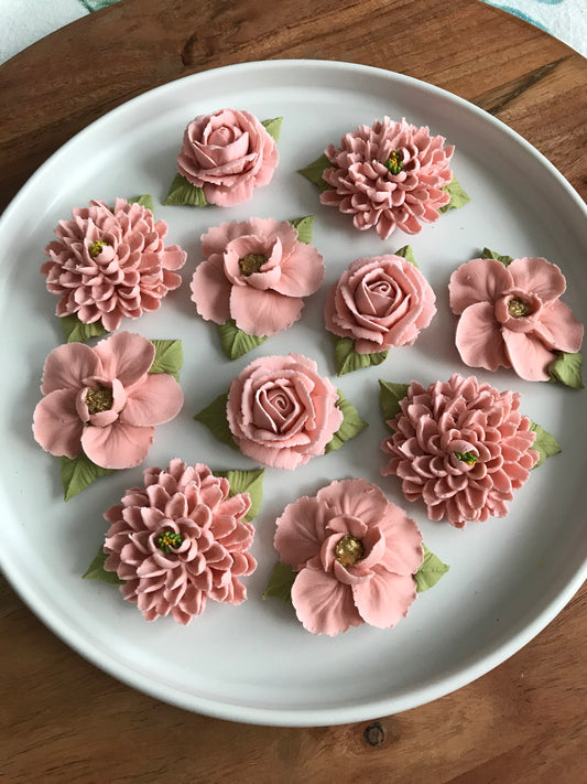 Vintage Pink Royal Icing Flowers