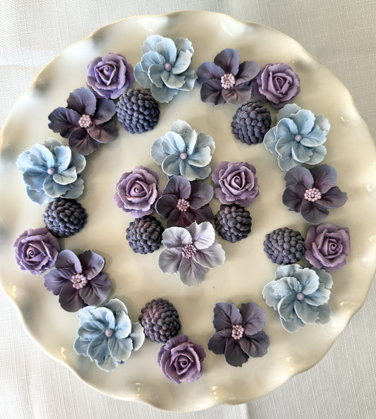 Royal Icing Purple and Blue Florals with Berries Kit