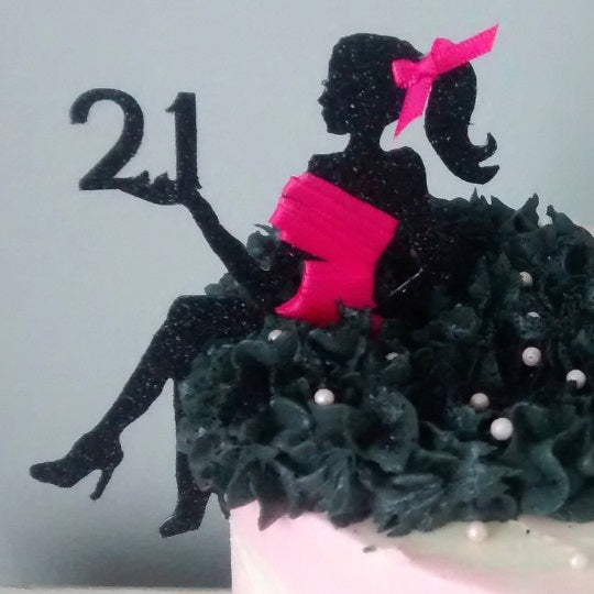 Silhouette Woman Cake Topper